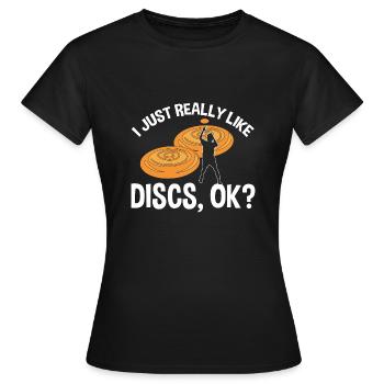 Ultimate Frisbee Wurfscheibe - Frauen T-Shirt - Schwarz - Vorne - AI Model Female 172 dark (172cm)