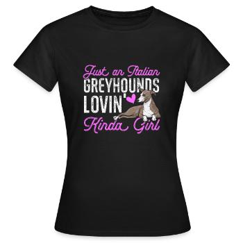 Lévrier italien Greyhound Chiens - T-shirt Femme - noir - Devant - AI Model Female 172 dark (172cm)