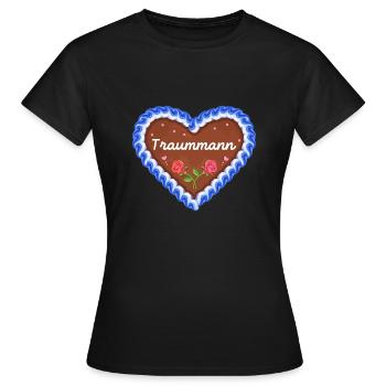 Lebkuchenherz Traummann / Geschenkidee - Frauen T-Shirt - Schwarz - Vorne - AI Model Female 172 dark (172cm)