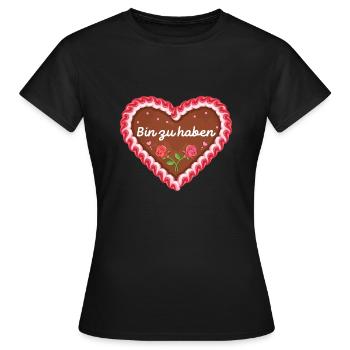 Lebkuchenherz ' Bin zu haben ' / Lebkuchen - Frauen T-Shirt - Schwarz - Vorne - AI Model Female 172 dark (172cm)