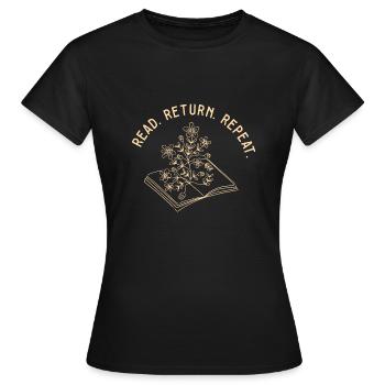Librarian Read Return Repeat Library Worker Book - Frauen T-Shirt - Schwarz - Vorne - AI Model Female 172 dark (172cm)