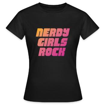 Nerdy Girls Rock - Frauen T-Shirt - Schwarz - Vorne - AI Model Female 172 dark (172cm)