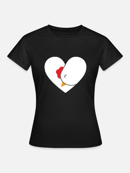 Hühnerherz-Design für Hühnerfans - Frauen T-Shirt - Schwarz
