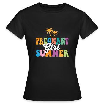 Pregnant Girl Summer Baby Shower Pregnancy - Frauen T-Shirt - Schwarz - Vorne - AI Model Female 172 dark (172cm)