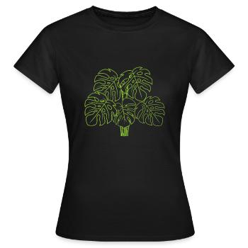 Monstera Deliciosa Albo Plante d’intérieur botanique - T-shirt Femme - noir - Devant - AI Model Female 172 dark (172cm)