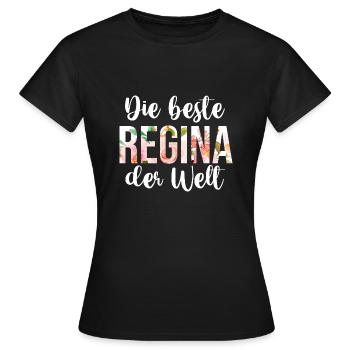 Vorname Regina - Frauen T-Shirt - Schwarz - Vorne - AI Model Female 172 dark (172cm)