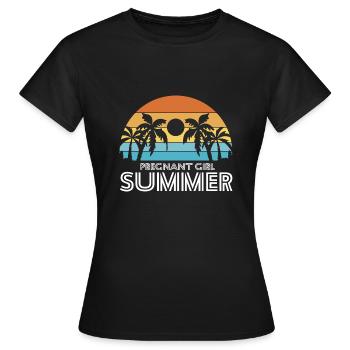 Pregnancy Reveal Pregnant Girl Summer Baby - Frauen T-Shirt - Schwarz - Vorne - AI Model Female 172 dark (172cm)