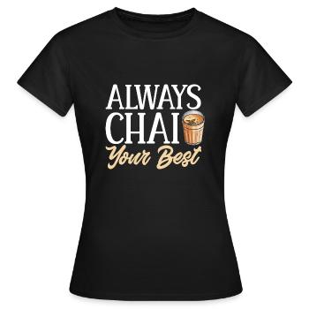 Thé Chai Masala Chai - T-shirt Femme - noir - Devant - AI Model Female 172 dark (172cm)
