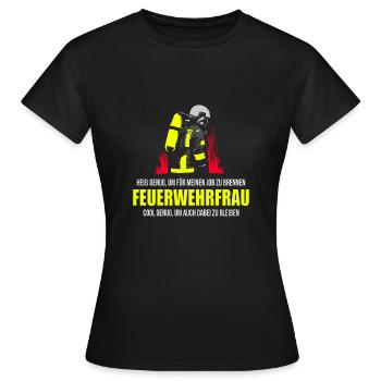 FEUERWEHRFRAU HEIß & COOL FEUERWEHR GESCHENK - Frauen T-Shirt - Schwarz - Vorne - AI Model Female 172 dark (172cm)