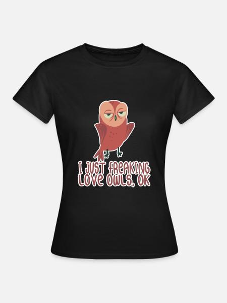 Eule - Ich liebe Eulen - Frauen T-Shirt - Schwarz