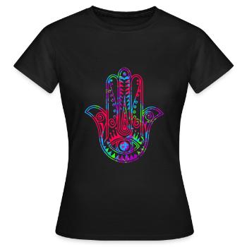 Hamsa Hand der Fatima - Frauen T-Shirt - Schwarz - Vorne - AI Model Female 172 dark (172cm)