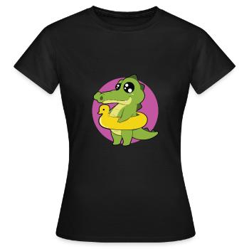 Krokodil Echse Alligator Kroko Reptil - Frauen T-Shirt - Schwarz - Vorne - AI Model Female 172 dark (172cm)
