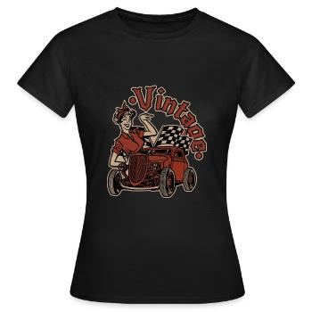 Pinup Vintage Rockabilly - T-shirt Femme - noir - Devant - AI Model Female 172 dark (172cm)