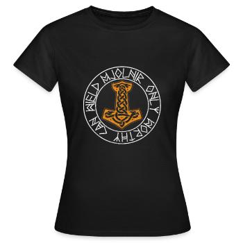 Mjölnir Hammer Thor - Frauen T-Shirt - Schwarz - Vorne - AI Model Female 172 dark (172cm)