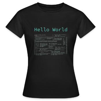 Hello World - Computer Pr... Programmeur & Nerd - T-shirt Femme - noir - Devant - AI Model Female 172 dark (172cm)