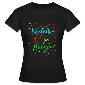 Karneval Fasching Konfetti im Herzen - Frauen T-Shirt - Schwarz - Vorne - AI Model Female 172 dark (172cm)