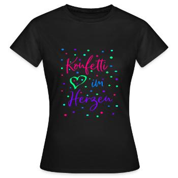 Karneval Fasching Konfetti im Herzen - Frauen T-Shirt - Schwarz - Vorne - AI Model Female 172 dark (172cm)