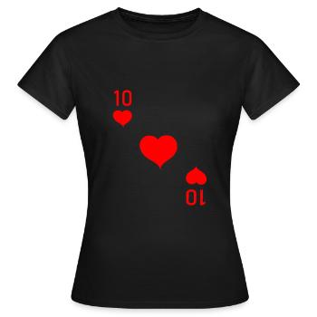 Coeur 10 Poker Poker 10 Poker Carnaval - T-shirt Femme - noir - Devant - AI Model Female 172 dark (172cm)