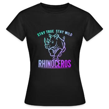 Rhinocéros Afrique Désert Désert Sauvons - T-shirt Femme - noir - Devant - AI Model Female 172 dark (172cm)
