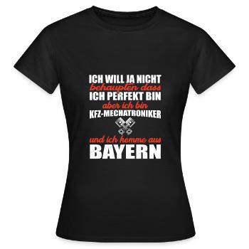 Mechatroniker Automechaniker Bayern Geschenk Motiv - Frauen T-Shirt - Schwarz - Vorne - AI Model Female 172 dark (172cm)