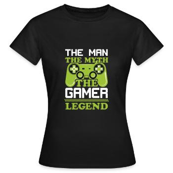 Man Myth Gamer - Frauen T-Shirt - Schwarz - Vorne - AI Model Female 172 dark (172cm)