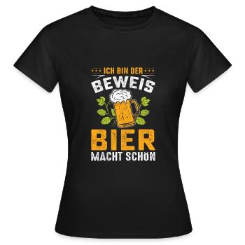 Ich Bin Der Beweis Bier Macht Schön - Frauen T-Shirt - Schwarz - Vorne - AI Model Female 172 dark (172cm)