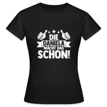 Daniela - Frauen T-Shirt - Schwarz - Vorne - AI Model Female 172 dark (172cm)