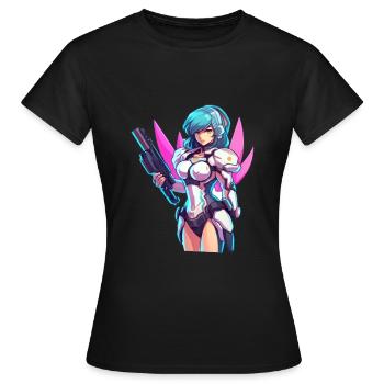 Manga Girl - E-Girl -Warrior Princess - Frauen T-Shirt - Schwarz - Vorne - AI Model Female 172 dark (172cm)