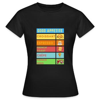 Bon appetit menu pour le petit déjeuner - T-shirt Femme - noir - Devant - AI Model Female 172 dark (172cm)