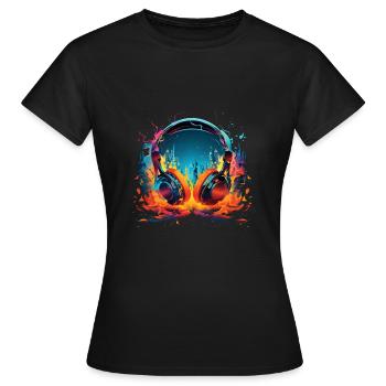 Headset - Frauen T-Shirt - Schwarz - Vorne - AI Model Female 172 dark (172cm)