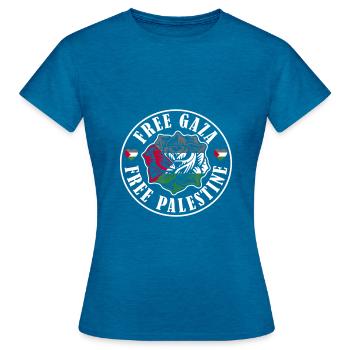 Drapeau de la Palestine Drapeau - T-shirt Femme - bleu saphir antique chiné - Devant - AI Model Female 172 dark (172cm)