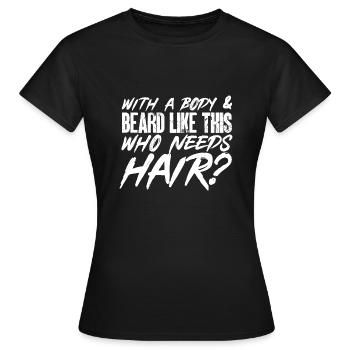 Bald Head Baldness Beard Bald Head - Women's T-Shirt - black - Front - AI Model Female 172 dark (172cm)