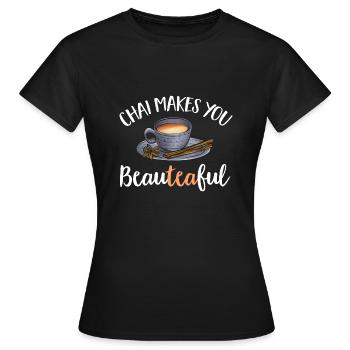 Thé Chai Masala Chai - T-shirt Femme - noir - Devant - AI Model Female 172 dark (172cm)
