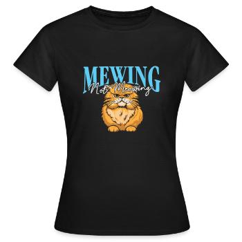 Miauler Pas Miauler Drôle Chat Meme Mâchoire - T-shirt Femme - noir - Devant - AI Model Female 172 dark (172cm)