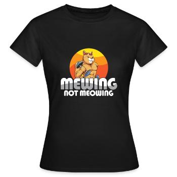 Drôle Chat Meme Miaulant Pas Miaulement Mâchoire - T-shirt Femme - noir - Devant - AI Model Female 172 dark (172cm)