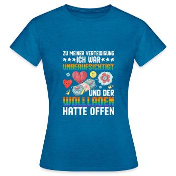 Crochet Knitting Yarn T-Shirt Men's Shirt Sewing - Women's T-Shirt - antique blue sapphire heather - Front - AI Model Female 172 dark (172cm)