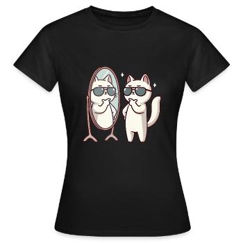 Chat confiant avec des lunettes de soleil - T-shirt Femme - noir - Devant - AI Model Female 172 dark (172cm)