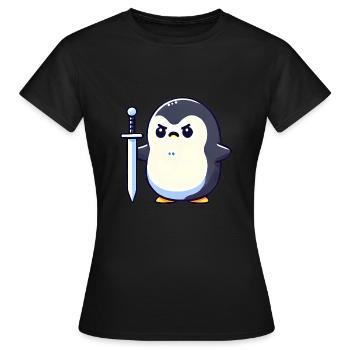 Winziger Pinguin-Krieger - Frauen T-Shirt - Schwarz - Vorne - AI Model Female 172 dark (172cm)