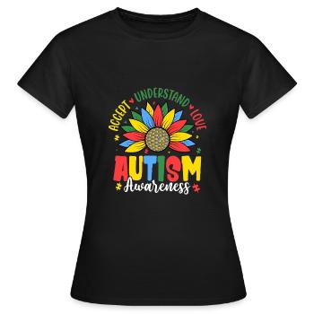 Sensibilisation à l’autisme - T-shirt Femme - noir - Devant - AI Model Female 172 dark (172cm)
