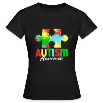 Sensibilisation à l’autisme - T-shirt Femme - noir - Devant - AI Model Female 172 dark (172cm)