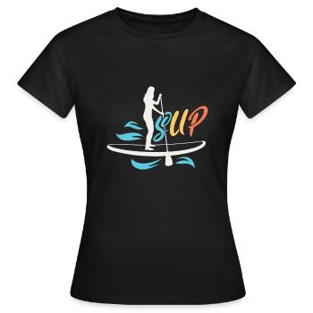 SUP Rétro Stand Up Paddle Boarding - T-shirt Femme - noir - Devant - AI Model Female 172 dark (172cm)