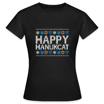Jewish Hanukkah Hanukcat Star Of David Menorah - Frauen T-Shirt - Schwarz - Vorne - AI Model Female 172 dark (172cm)