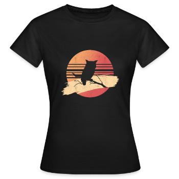 hibou rétro oiseaux de proie oiseau nocturne - T-shirt Femme - noir - Devant - AI Model Female 172 dark (172cm)