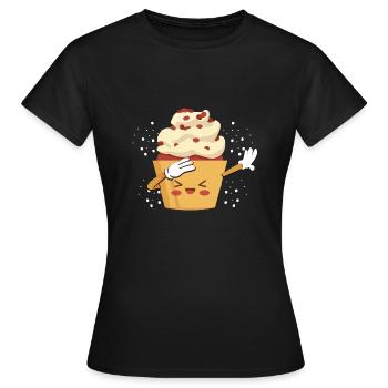 Chef pâtissier Cuisson Enfants Mignon Dabbing Cupcake - T-shirt Femme - noir - Devant - AI Model Female 172 dark (172cm)