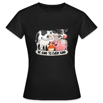Be Kind to every Kind Farm Animals - Frauen T-Shirt - Schwarz - Vorne - AI Model Female 172 dark (172cm)