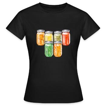 Mise en conserve, mise en conserve, mise en conserve, conservation des aliments - T-shirt Femme - noir - Devant - AI Model Female 172 dark (172cm)