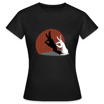 Lapin Ombre Figure Ombre Image Jeu d’Ombre - T-shirt Femme - noir - Devant - AI Model Female 172 dark (172cm)