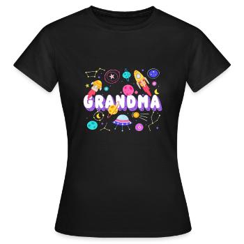 Grandma Outer Space Birthday Party Family Boys - Women's T-Shirt - black - Front - AI Model Female 172 dark (172cm)