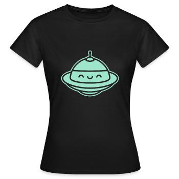 fliegende Untertasse - Frauen T-Shirt - Schwarz - Vorne - AI Model Female 172 dark (172cm)