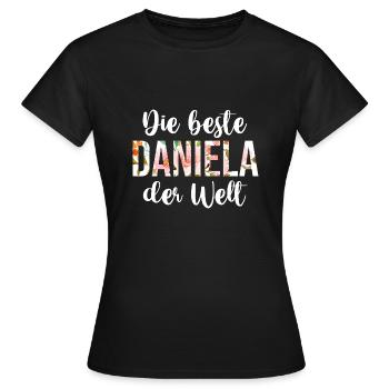Daniela - Frauen T-Shirt - Schwarz - Vorne - AI Model Female 172 dark (172cm)